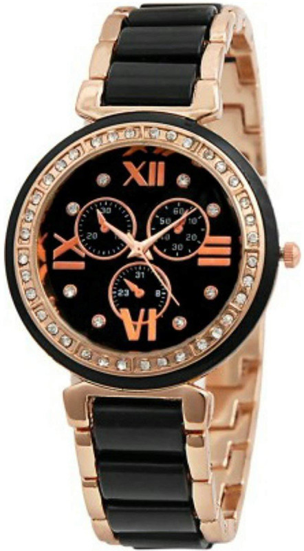 watchstar Analogue Black Dial branded stainless steel watch for girls N series Analog Watch  - For Women