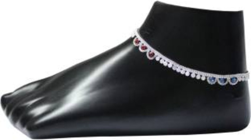 shri shyam kripa Indian Anklets Payal Pair 22K Silver Plated 10" Ethnic Festive Party Wear Alloy Anklet