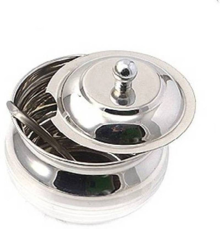 glossy Stainless Steel Oil Pot/Ghee Pot/Gheedani with Spoon 200ml  - 200 ml Steel Pickle Container & Salt Pepper Container, Oil Container, Spice Container, Fridge Container, Tea Coffee & Sugar Container, Utility Box(Silver)