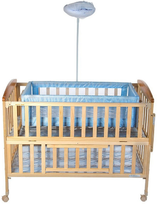 MeeMee Wooden Baby Cot with Cradle (Blue) Cot(Blue)