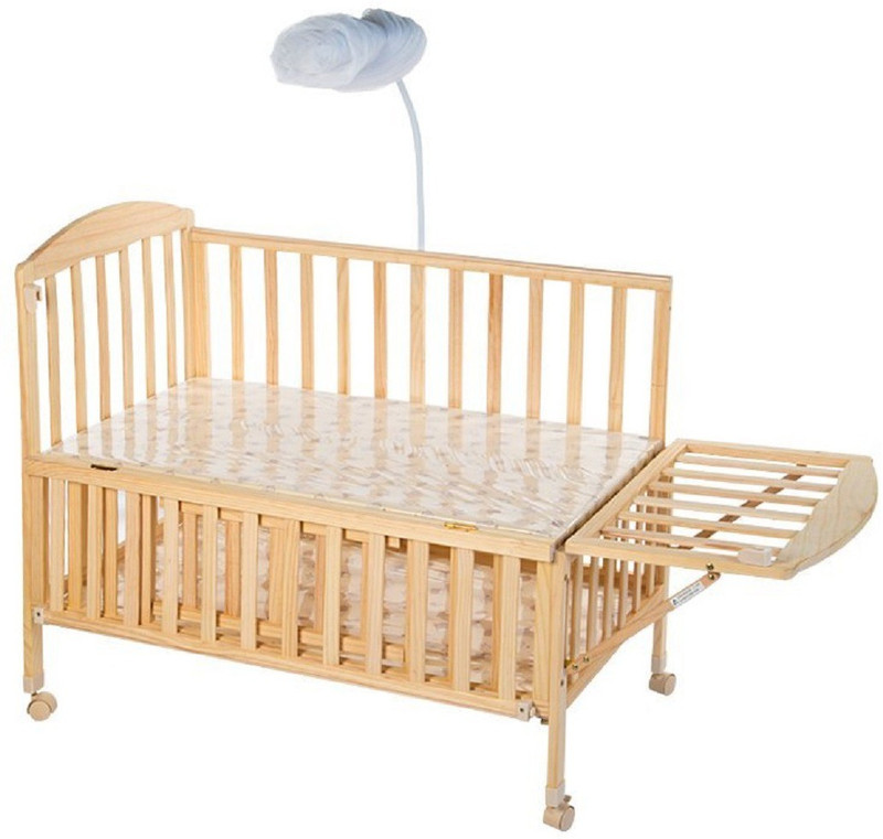 MeeMee Wooden Baby Cot with Cradle (Cream) Cot(Cream)