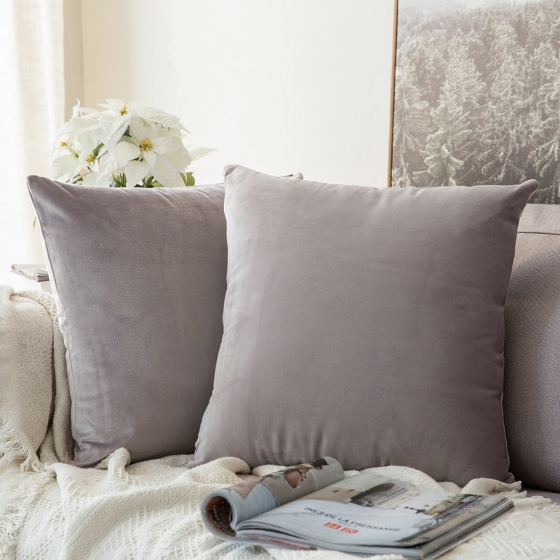 shoppingapplera Solid Pillows Cover(Pack of 2, 45 cm*45 cm, Grey)