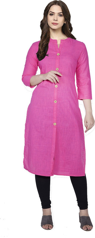 kavya fashions Women Self Design Straight Kurta(Pink)