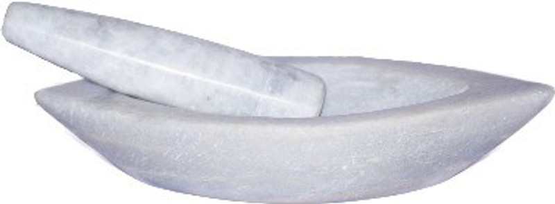 svcrafts01 Boat Shape Mortar-Pestle White Marble Marble Masher(White, Pack of 1)