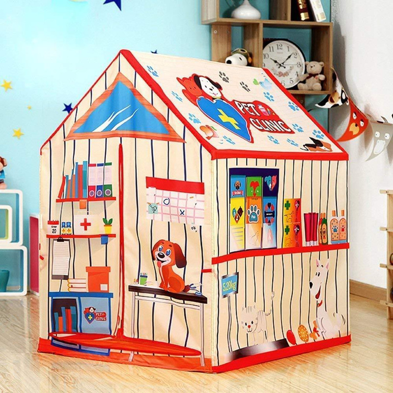 munchkin land Kids Pet Clinic Theme Tent - Toddler Toys,Playhouse Children Indoor & Outdoor,Foldable Storage Play Tent Boys,Girls & Babies(Multicolor)