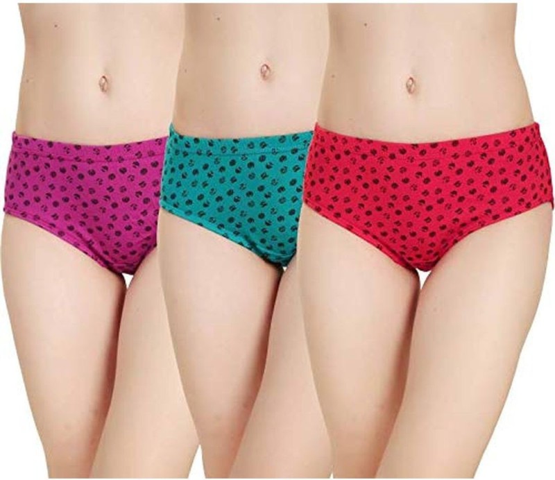 AJ FASHIONS Women Hipster Blue, Pink Panty(Pack of 3)