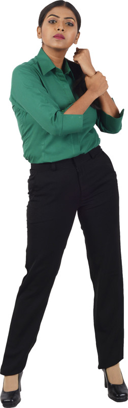 v2uniforms Women Solid Formal Green Shirt