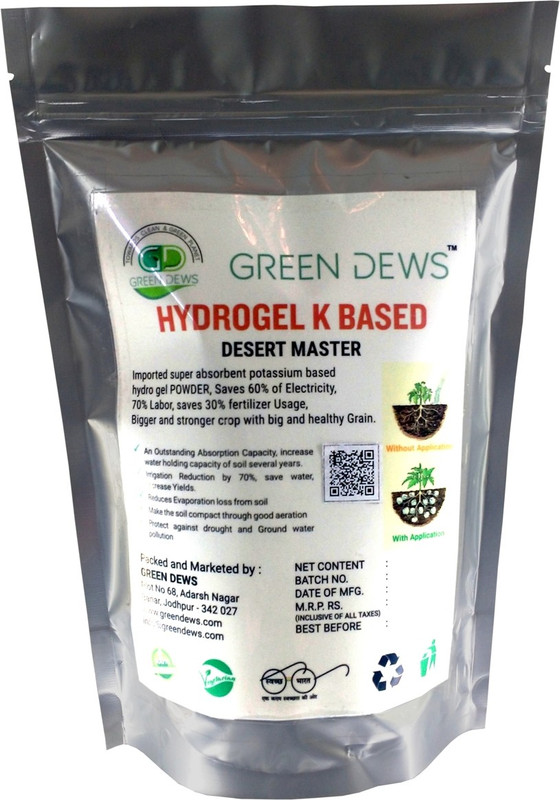 green dews HYDRO GEL SUPER ABSORBENT K BASED FOR PLANTS & GARDEN -REDUCE IRRIGATION GDCD0940 Soil Manure(1 kg Powder)