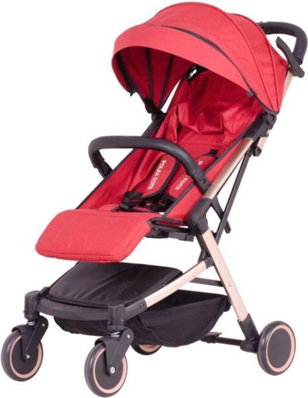 polka tots Compact, Portable, Soft, Comfortable Safe, Shockproof, Light Weight Leather Red Finish Stroller(3, Red)
