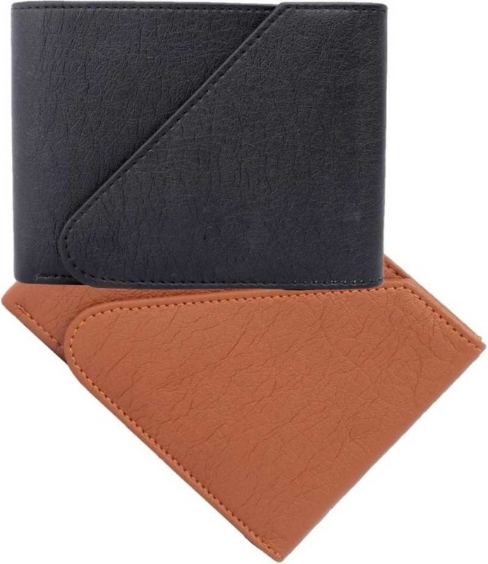 preeti designs Men Casual Black, Tan Artificial Leather Wallet(5 Card Slots)