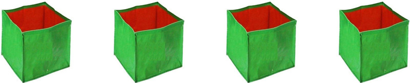 voolex Terrace Gardening HDPE Square Shaped Grow Bags for Vegetable, Flower Plants (12"x12"x12" Inches) - [30cms(L) X 30cms(B) X 30cms(H)] (250 GSM) - Pack of 4 Grow Bag