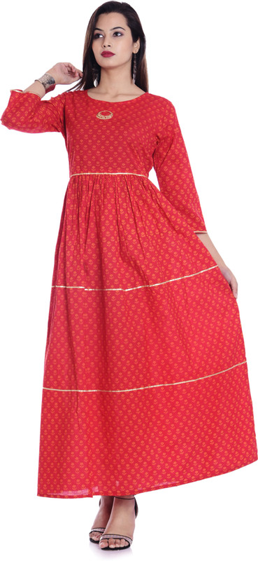 kanchan collections Festive & Party Floral Print Women Kurti(Red, Orange)