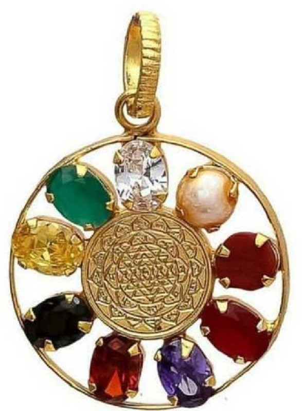 paystore SHREE YANTRA NAVRATNA PENDANT Strong Pendant Energized Navratna for balancing 9 planet Pendant Copper Metal Pendant