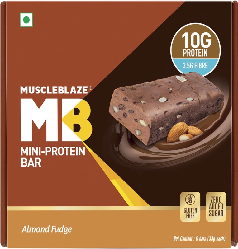 MuscleBlaze Mini-Protein Bar (10g Protein), 6 Bars (35g Each) Protein Bars(210 g, Almond Fudge)