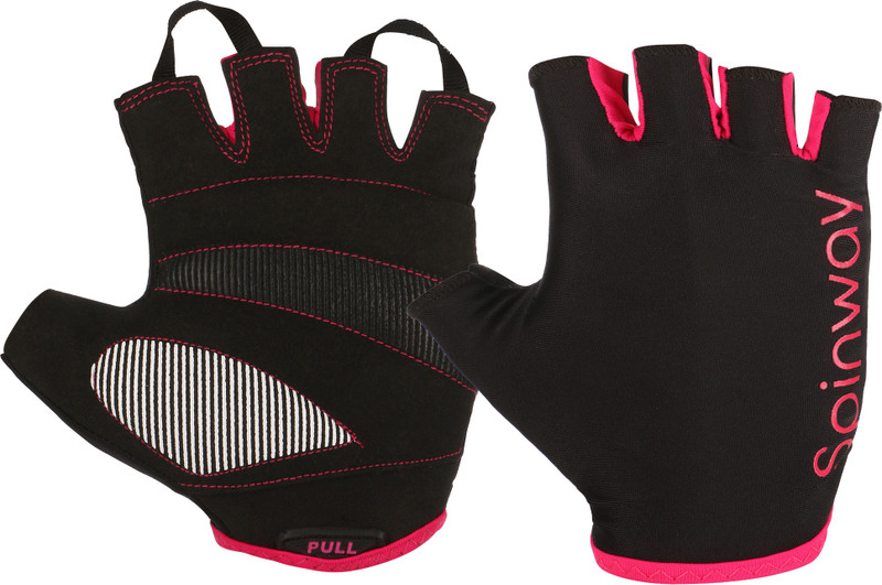 spinway Polyster Mesh Towel fabric with SBR Weight Lifting Gym Gloves For Wonen Gym & Fitness Gloves(Black, Pink)