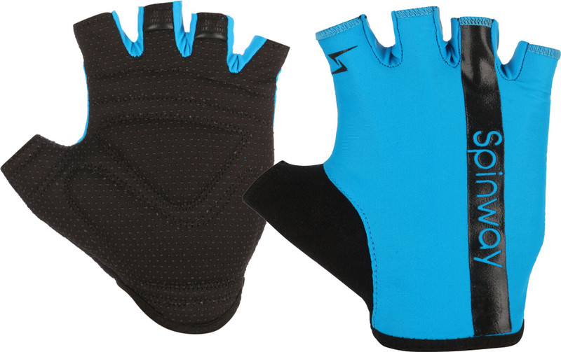 spinway Polyster Mesh Towel fabric with SBR Weight Lifting|Padded with dot design Gym & Fitness Gloves(Blue, Black)