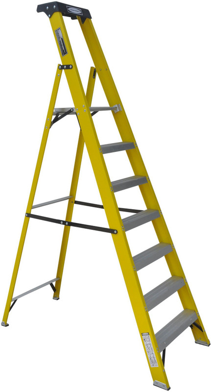 LADDERMAN LADDERMAN LMP 2107 7Step Platform Self Supported Folding Type FRP Plastic, Glass, Aluminium Ladder(With Platform, Hand Rail, Tool Tray)