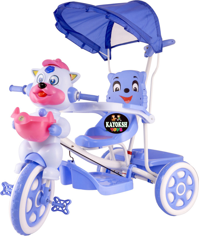 kayoksh BABY TRICYCLE FOR KIDS WITH FRONT OR BACK BASKET WITH CANOPY AND PARENT HANDLE OR MUSICAL TRICYCLE BLUE COLOR KIDS TRICYCLE RECOMMENDED TRICYCLE FOR BABY GIRL OR TRICYCLE FOR BABY BOY OR TRICYCLE FOR TODDLER GIRL OR TRICYCLE FOR TODDLER BOY RECOMMENDED FOR TODDLER 1,2,3,4,5 YEAR CHILDREN TRI