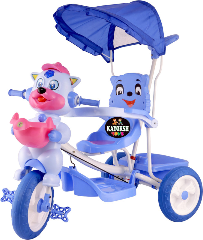 kayoksh BABY TRICYCLE FOR KIDS WITH FRONT OR BACK BASKET WITH CANOPY AND PARENT HANDLE OR MUSICAL TRICYCLE BLUE COLOR KIDS TRICYCLE RECOMMENDED TRICYCLE FOR BABY GIRL OR TRICYCLE FOR BABY BOY OR TRICYCLE FOR TODDLER GIRL OR TRICYCLE FOR TODDLER BOY RECOMMENDED FOR TODDLER 1,2,3,4,5 YEAR CHILDREN TRI