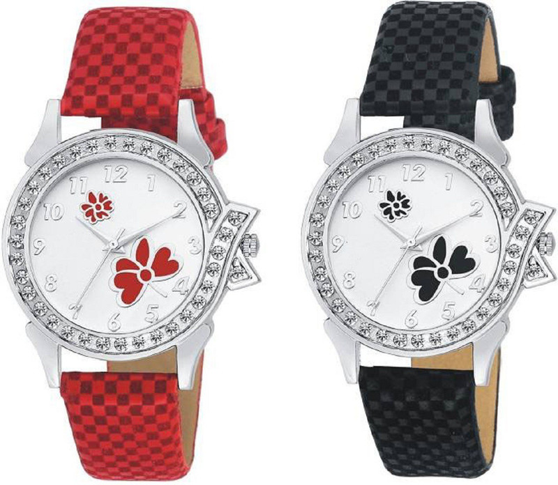 hrv 2252 RED/BLACK Diamond Bezel Casual Watch Analog Watch  - For Women