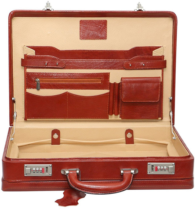 Zordan Leather Leather Briefcase Bag For Men Color Tan Large Briefcase - For Men & Women(Tan)