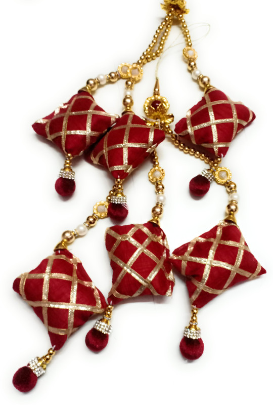 hangin latkan HAND MADE WORK Women Ethnic lehenga Hanging Tassel latkan (set of 2 ] pearl latkan tassle ]Golden & Maroon, beauti colours fancy latkan for lehenga Brooch(Maroon)
