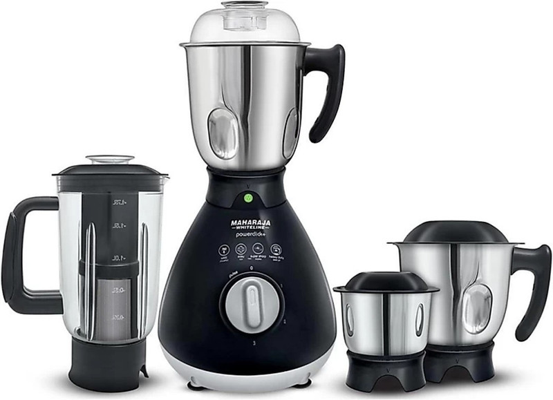 Maharaja Whiteline 2017 Maharaja white powerclick+ mx 170 copper winding motor 750 W Juicer Mixer Grinder(Premium Black & Silver, 4 Jars)