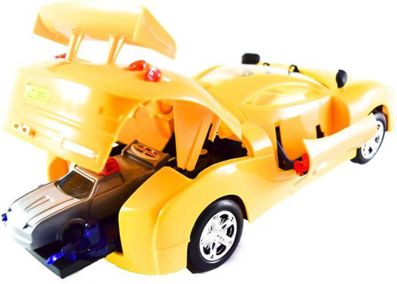 tysm creation Anti-Terrorism Opening/Closing Doors Car with one more car came out with soldiers Lights & Sounds Effects (Yellow)(Yellow)