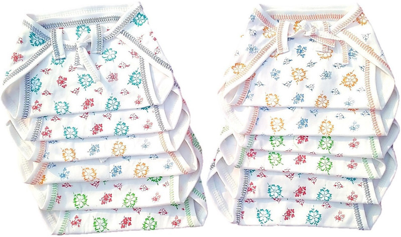 mile fashion New Born Washable Reusable Hosiery Cotton Diapers/Nappy 0-6 Months (Multicolour) - Pack of 12