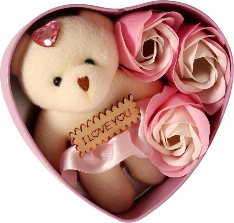 white hat Soft Toy, Artificial Flower Gift Set