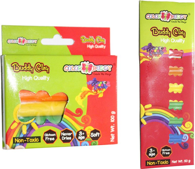 colorbuddy Color Buddy Clay Combo of Stick and roll of 6 Colours for Kids/Teens-Non Toxic Art Clay(0.15 kg)