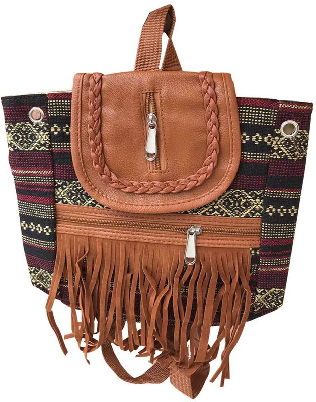 craferia export Boho Chic Bag With Fringes Handmade Bags 10 L Backpack(Multicolor)