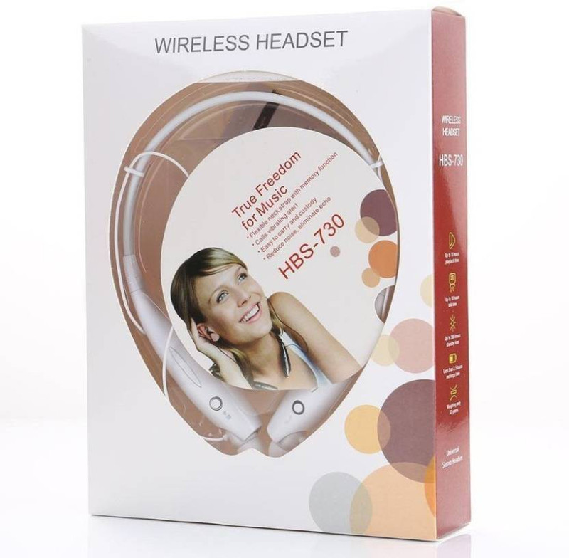 klassy HBS 730 Over Ear Wireless Headphones With Mic Bluetooth Headset with Mic(White, Over the Ear)