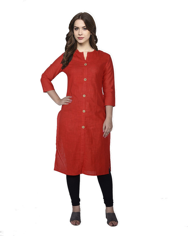 kavya fashions Women Self Design A-line Kurta(Red)