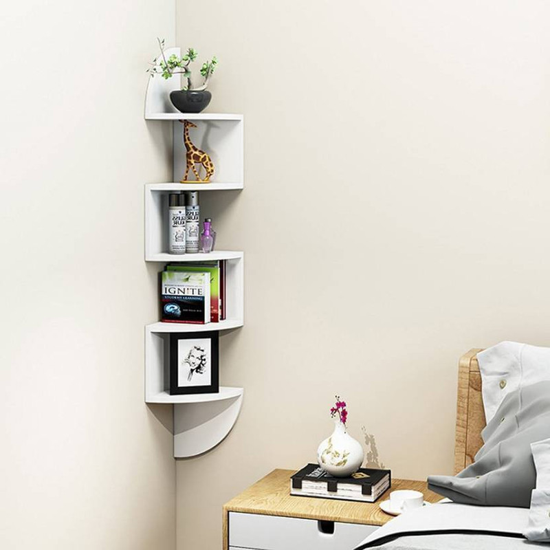 vilton Wall Gift rack shelves Wooden Wall Shelf(Number of Shelves - 5, White)