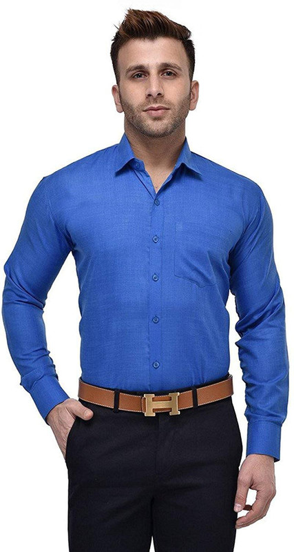 arman Men Solid Formal Blue Shirt