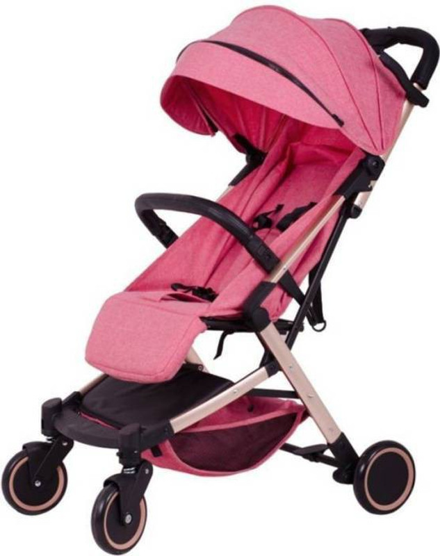 polka tots Compact, Portable, Soft, Comfortable Safe, Shockproof & Pram for Babies Pink Stroller(3, Pink)