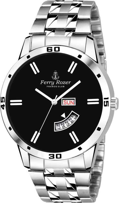 Ferry Rozer 1107 Day & Date Series Black Analog Watch  - For Men