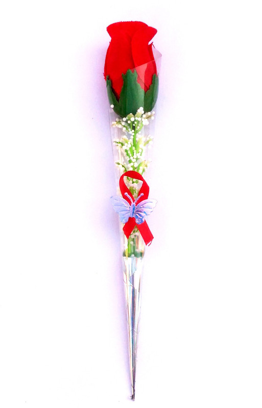 black paper Purpose Red Rose Butterfly Red Rose Artificial Flower(7.3 inch, Pack of 1)
