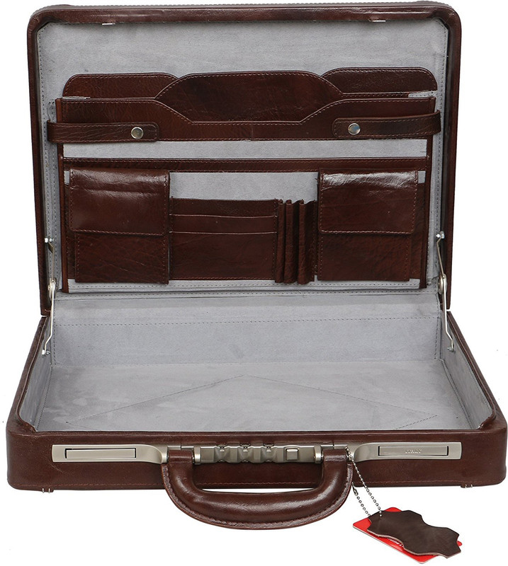 Zordan Leather Leather briefcase bag for men Large Briefcase - For Men & Women(Brown)