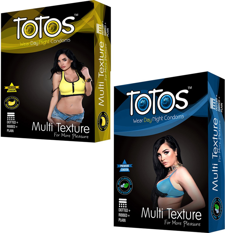 totos BANANA & MINT dotted MULTI TEXTURE WITH DOTTED CONDOM FOR MEN Condom Condom(Set of 2, 2S)