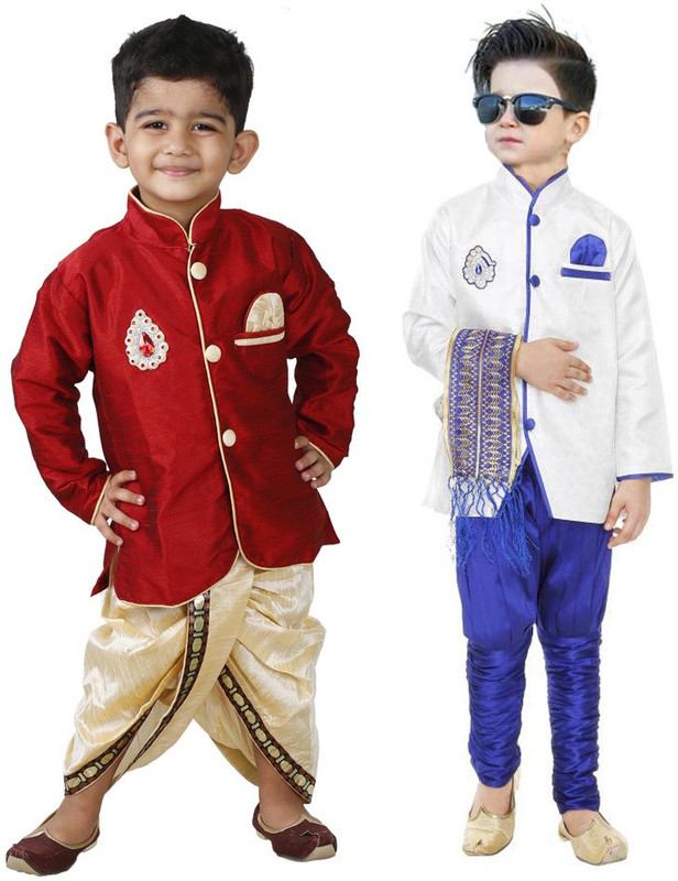 smartbazar Boys Festive & Party Kurta, Dhoti Pant & Dupatta Set(Multicolor Pack of 2)
