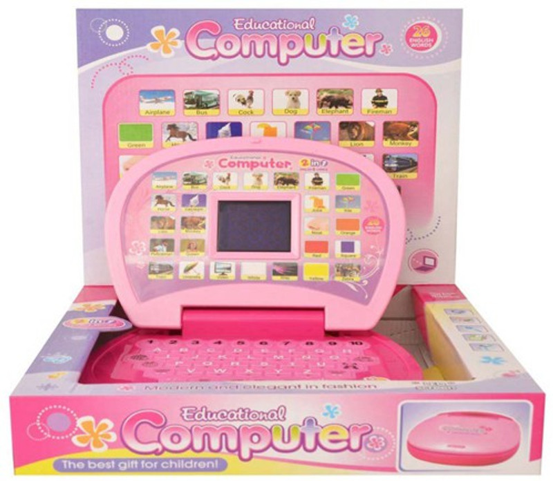 signomark ABCD and 12345 Learning Kids Laptop with LED Display WITH Music (Multicolor)(Pink)