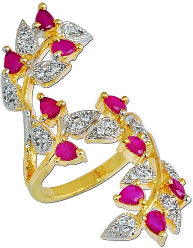 Dokari American Diamond Floral Shaped Finger Ring Jewellery For Women And Girls...