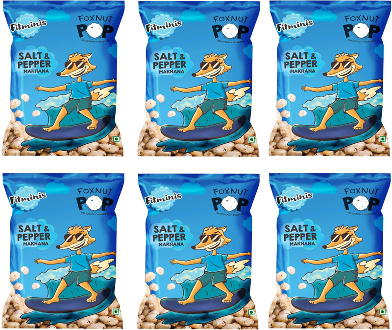 Fitminis Roasted Fox Nuts Salt n' Pepper(Pack of 6, 6 x 30, 180 g)