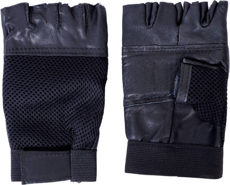 RIPR Leather Workout Gym & Fitness Gloves (Free Size, Black)