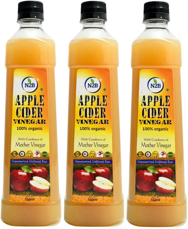 N2B 100% Organic Raw, Unpasteurized & Unfiltered Apple Cider Vinegar (Pack of 3) - With Stand of Mother Vinegar(750 ml, Pack of 3) N2B 100% Organic Raw, Unpasteurized & Unfiltered Apple Cider Vinegar (Pack of 3) - With Stand of Mother Vinegar(750 ml, Pack of 3)