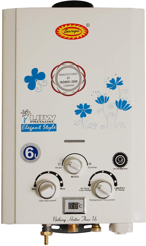 Surya 6 L Instant Water Geyser (Surya-Digital-6L, White and Blue)