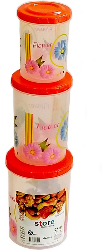rfl Store Container Set  - 1000 ml, 500 ml, 300 ml PP (Polypropylene) Grocery Container(Pack of 3, Orange)