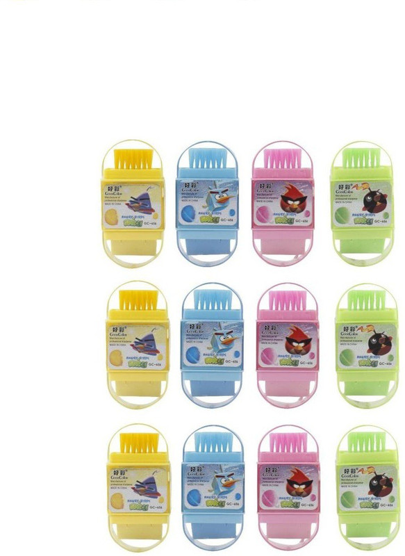 giftshub Set of 12 pc 3in1 Eraser,Sharpners and Brush for Birthday Party Return Gifts/Party Favors and bag fillers Non-Toxic Eraser(Set of 12, Multicolor)